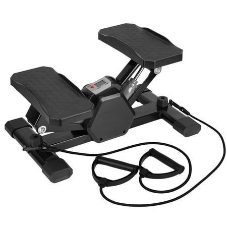 Moclever Stair Stepper with Resistance Bands, Quiet Workout Stepper with Digital Timer Max 330.7lbs Load for Home, Black
