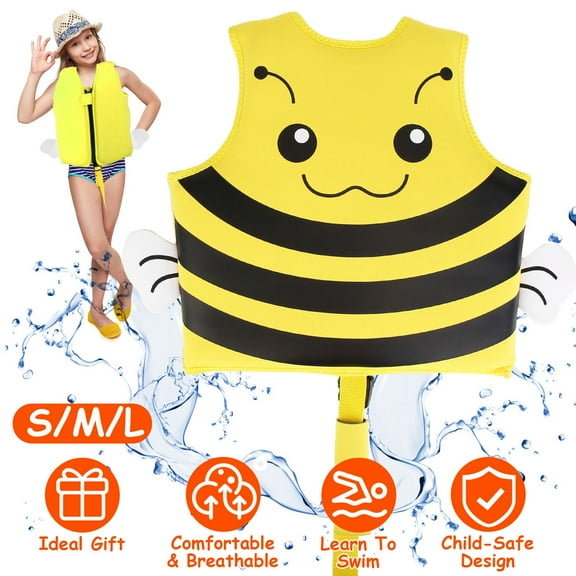 Moclever Swim Vest for Kids, Kids Life Jacket with Adjustable Crotch Strap for Boys Girls Toddlers Aged 3-6 Years Old 39.68-66.14lbs, Yellow