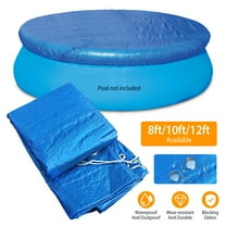 Moclever Swimming Pool Cover, 8ft Round Pool Cover Protector Dustproof Waterproof with Ropes, Blue