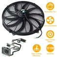 thumbnail image 1 of Moclever Universal 16in Electric Radiator Cooling Fan 12V 120W Car Cooling Radiator Fan 10 Blades Thermostat Kit with Mounting Kit, Black, 1 of 9