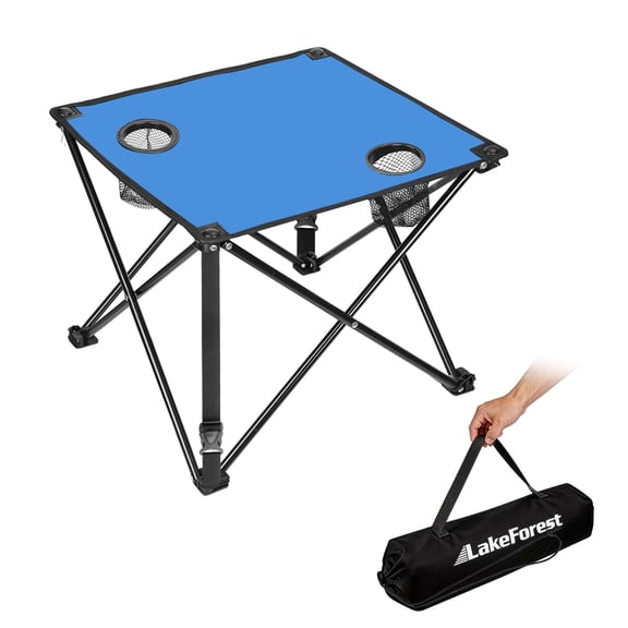 Moclever Upgraded 1Pc Lightweight Folding Camping Table, Portable Outdoor Picnic Table with Cup Holder and Carry Bag, Blue
