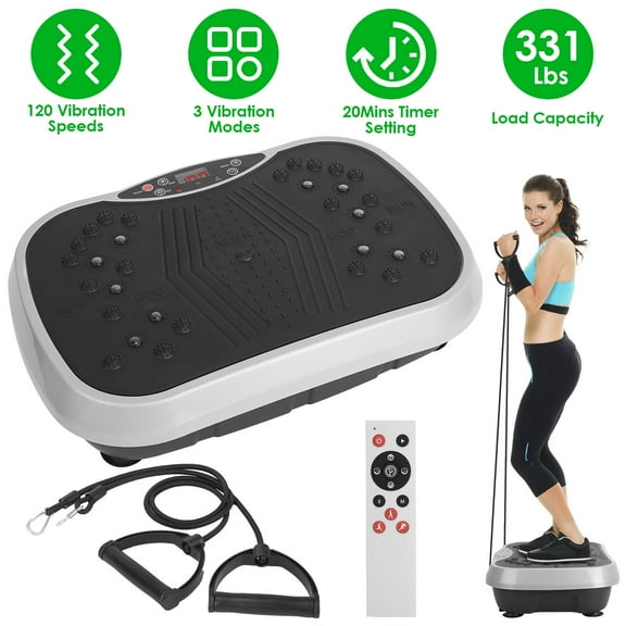 Moclever Vibration Exercise Machine, Whole Body Vibration Weight Loss Exercise Equipment with Resistant Bands Remote Control, Black