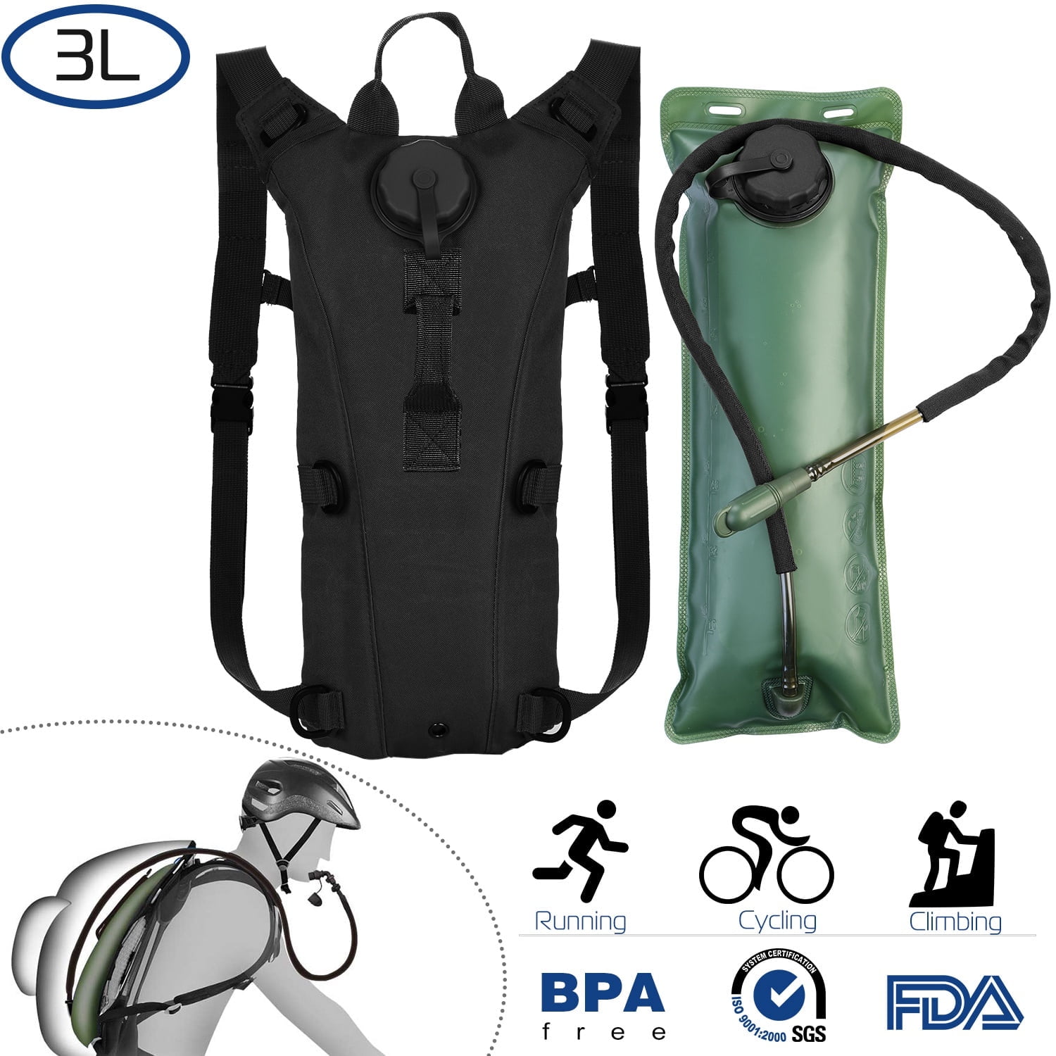 Moclever Water Backpack Hydration Pack 3L Drink Backpack for Outdoor ...