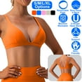 thumbnail image 1 of Moclever Women Deep V-Neck Sports Bra, Padded Strappy Crop Open Back Sports Bra with Removable Pads for Running Gym Yoga, 1 of 12
