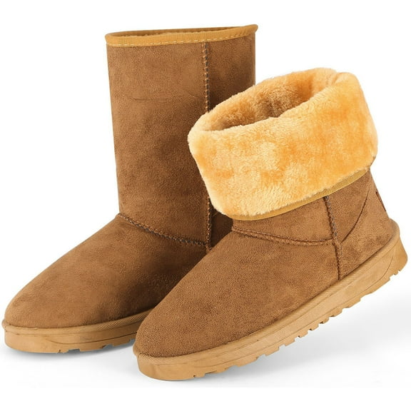 Moclever Women Snow Boots Suede Mid-Calf Boots Warm Lining Shoes