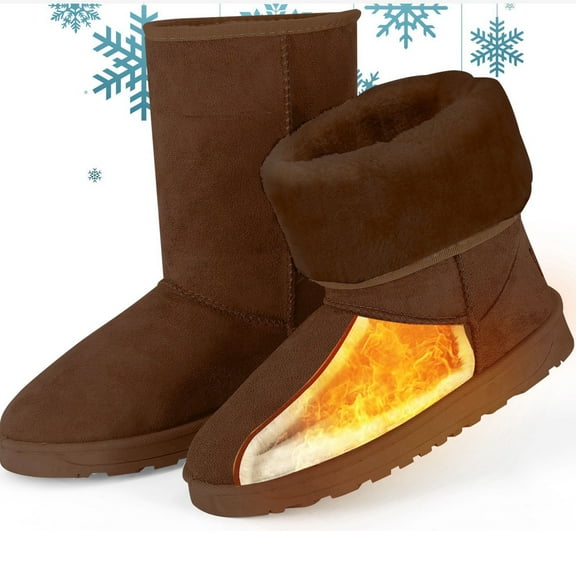 Moclever Women Snow Boots Suede Mid-Calf Boots Warm Lining Shoes