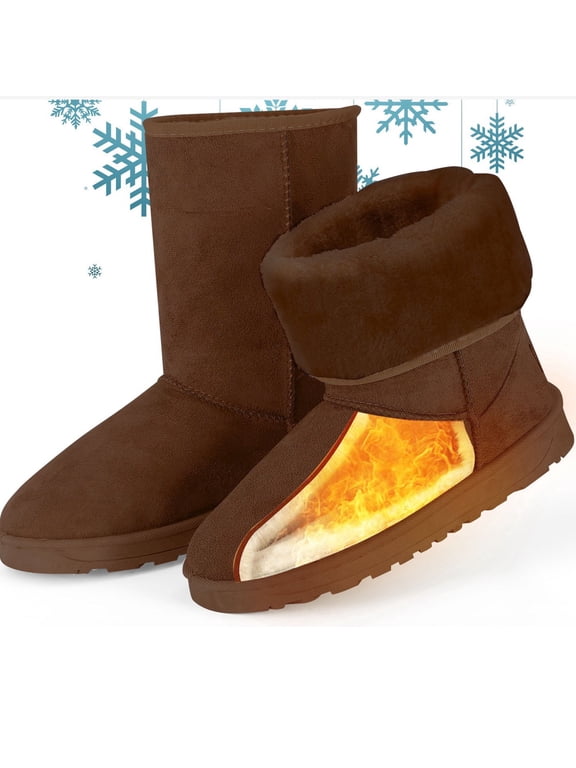 Women Snow Boots Suede Mid-Calf Boots Warm Lining Shoes