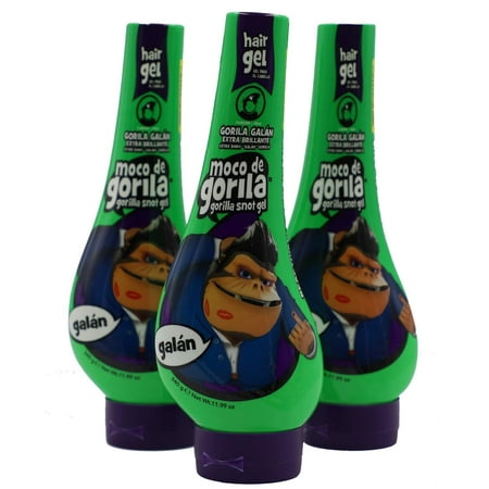 Moco de Gorila Galan Hair Styling Gel, Reactivatable with water, Long-lasting Hold, 3-Pack of 11.99 Oz Each, 3 Squeezable Bottles