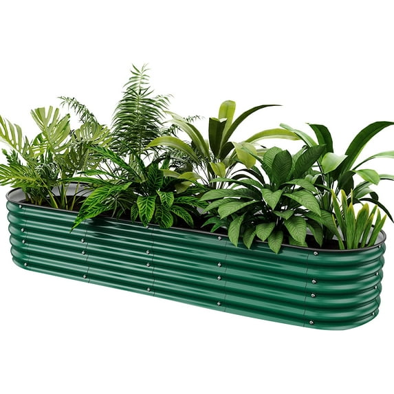Mocogarden Galvanized Raised Garden Beds - 8X 2 x 1.4 Ft Large Galvanized Raised Planter Box Outdoor for Vegetables, Modular Metal Raised Bed for Herb, Growing Fruits, Flowers(Deep Green)