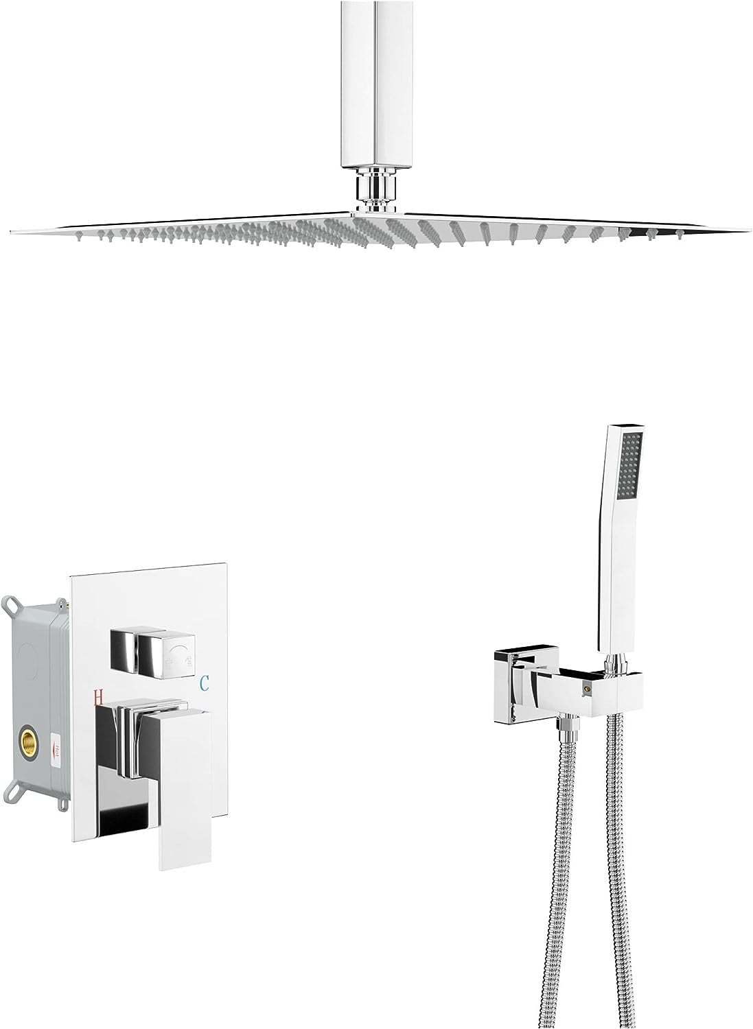 Mocoloo 12 Inch Shower Head System Ceiling Mounted Chrome Finish Stainless Steel Shower Head and
