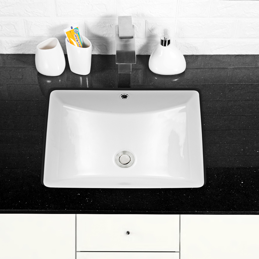 DeerValleyBath DV1U101 Ceramic White Rectangular Undermount Sink Porcelain Bathroom Vanity