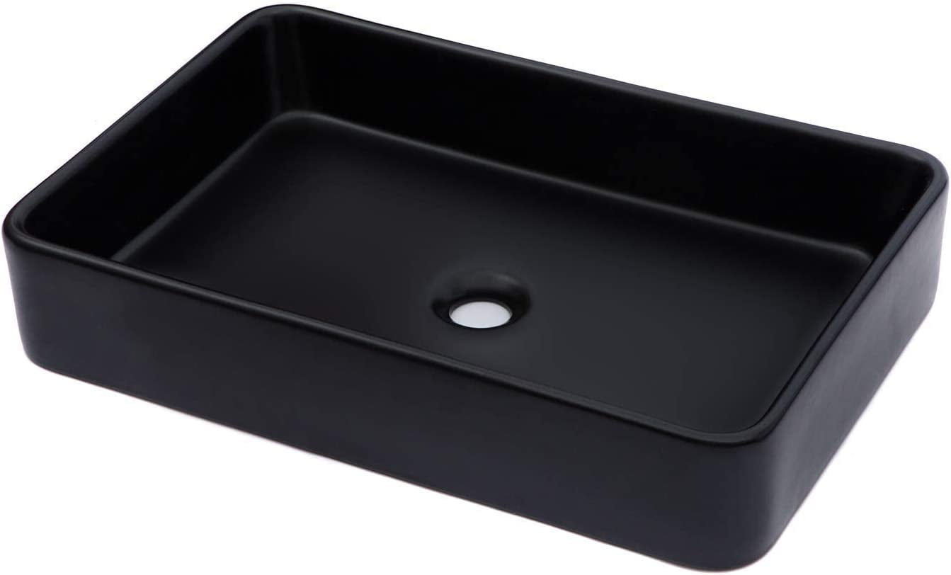 Mocoloo 24" Black Rectangle Bathroom Sink Modern Above Counter Porcelain Ceramic Sink Art Basin
