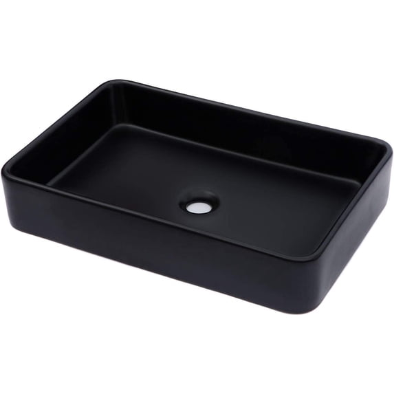 Mocoloo 24" Black Rectangle Bathroom Sink Modern Above Counter Porcelain Ceramic Sink Art Basin