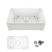 Mocoloo 30"x20"x10" Rectangular Single Bowl White Farmhouse Kitchen Ceramic Sink