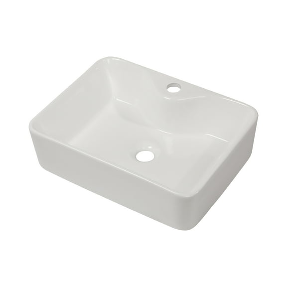Mocoloo Bathroom Sink 16"x12" Rectangle Above Counter White Porcelain Ceramic Modern Vanity Sink Art Basin with Faucet Hole