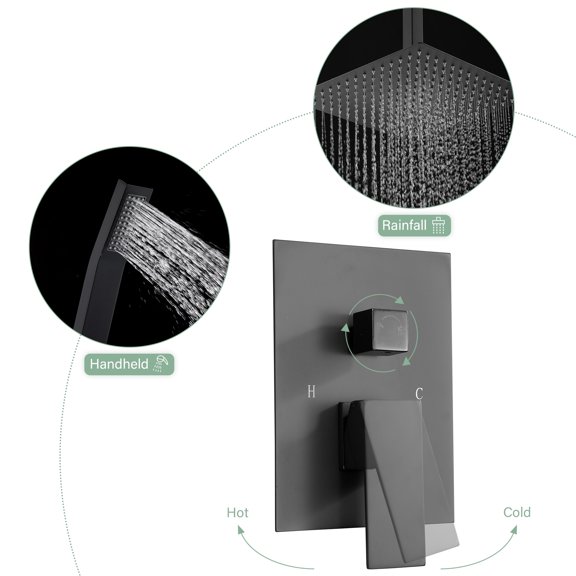 Mocoloo Complete Rain Shower System in Matte Black - Sleek Design with Advanced Features