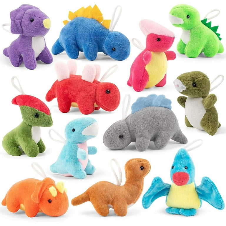 Mocoosy 12 Pack Mini Dinosaur Plush Toy Set, Kids Party Favors