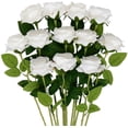 thumbnail image 1 of Mocoosy 12 Pcs Rose Artificial Flowers, Realistic Blossom White Fake Roses with Stems, Single Silk Rose Flower Bouquet for Wedding Centerpieces Arrangement Bridal Shower Party Decorations, 1 of 8