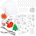 thumbnail image 1 of Mocoosy 138 Pcs Heat Shrink Plastic Sheets Kit, Shrinky Art Films Clear Sanded Shrink Sheets Include Shrink Papers with Keychain Accessories and for Kids Creative Craft, 1 of 7