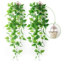 Mocoosy 2 Pack Artificial Hanging Plants with Baskets, Fake Hanging Ivy Vine Wall Hanging Plants Greenery for Home Garden Room Wedding Decorations