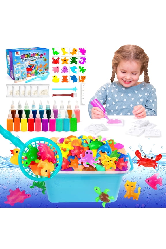 20 Colors Magic Fairy Water Gel Toy Kit for Kids, Aqua Elf Water Gel Kit with 20 Magic Gels & 16 Squishy Maker Molds, Magical Squishy Paint Set Art Crafts STEM Game Activities for Boys Girls