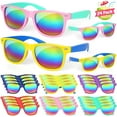 thumbnail image 1 of Mocoosy 24 Pack Kids Sunglasses Bulk, Neon Retro Sunglasses with UV400Protection, Summer Pool Party Favors Beach Luau Graduation Party Supplies Birthday Goody Bag Stuffers for Boys Girls Age 4-8 8-12, 1 of 7