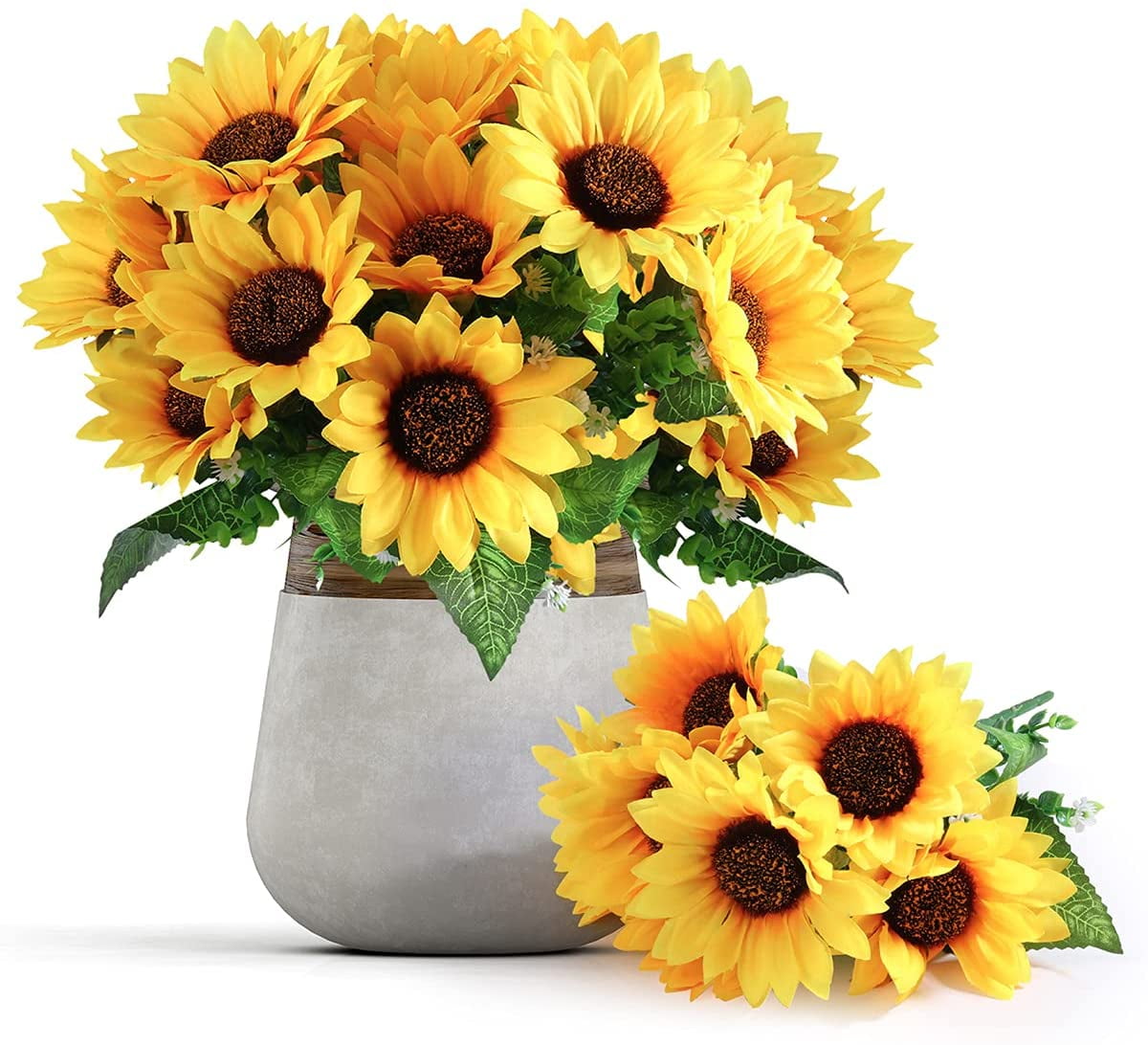 Mocoosy 4 Bunches Artificial Sunflower Bouquets, Fake Sunflowers with Stems, Silk Wildflowers Realistic Yellow Faux Sun Flowers for Wedding Decorations Fall Floral Arrangements Home Garden Table Decor