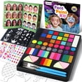 thumbnail image 1 of Mocoosy 41 Color Face Painting Kit for Kids, Non-Toxic Water Activated Face Paint Palette With Stencils, Brushes, Gems, Professional Kit for Girls & Boys, 1 of 8