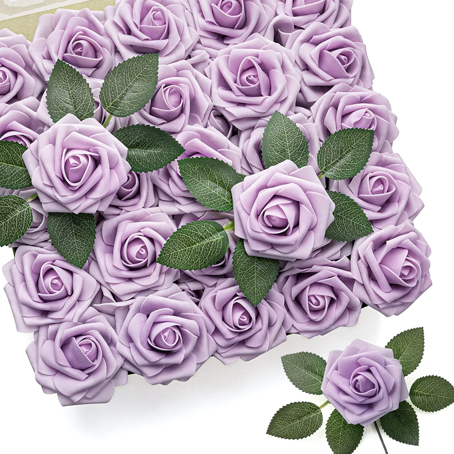 IPOPU Foam Roses Bulk 500 Pieces Purple and White Foam Flowers Mini Roses  for Crafts 1.4 Mini Foam Purple and White Flowers for DIY Floral