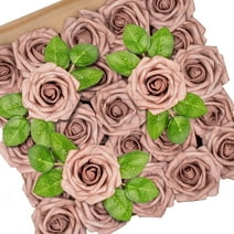 Mocoosy 50Pcs Rose Artificial Flowers, Realistic Dusty Roses Fake Foam Rose Bulk with Stem for DIY Wedding Bouquets Bridal Shower Centerpieces Floral Party Home Decorations ( Clearance)