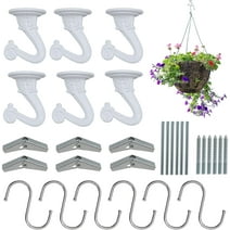 Mocoosy 6 Sets Swag Ceiling Hooks for Hanging Plants, Metal Swag House Hooks with Hardware Set Including S Hooks, Screws Bolts and Toggle Wings for Ceiling Installation Cavity Wall Fixing