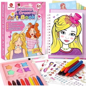 Mocoosy Makeup Craft Kit for Girls Ages 6-8 DIY Makeup Activity Book with Stickers, Mess-Free Dress-Up Art Crafts, Travel Game Car Road Trip Airplane Toy Birthday Gift Ideas for 4 7 9 10 12 Years Old