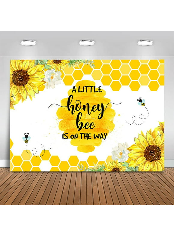 Mocsicka Bee Backdrop for Baby Shower Boy Girl Gender Reveal Party Decoration A Sweet Little Honey Bee is on The Way Honeycomb Bumblebee Party Banner Background