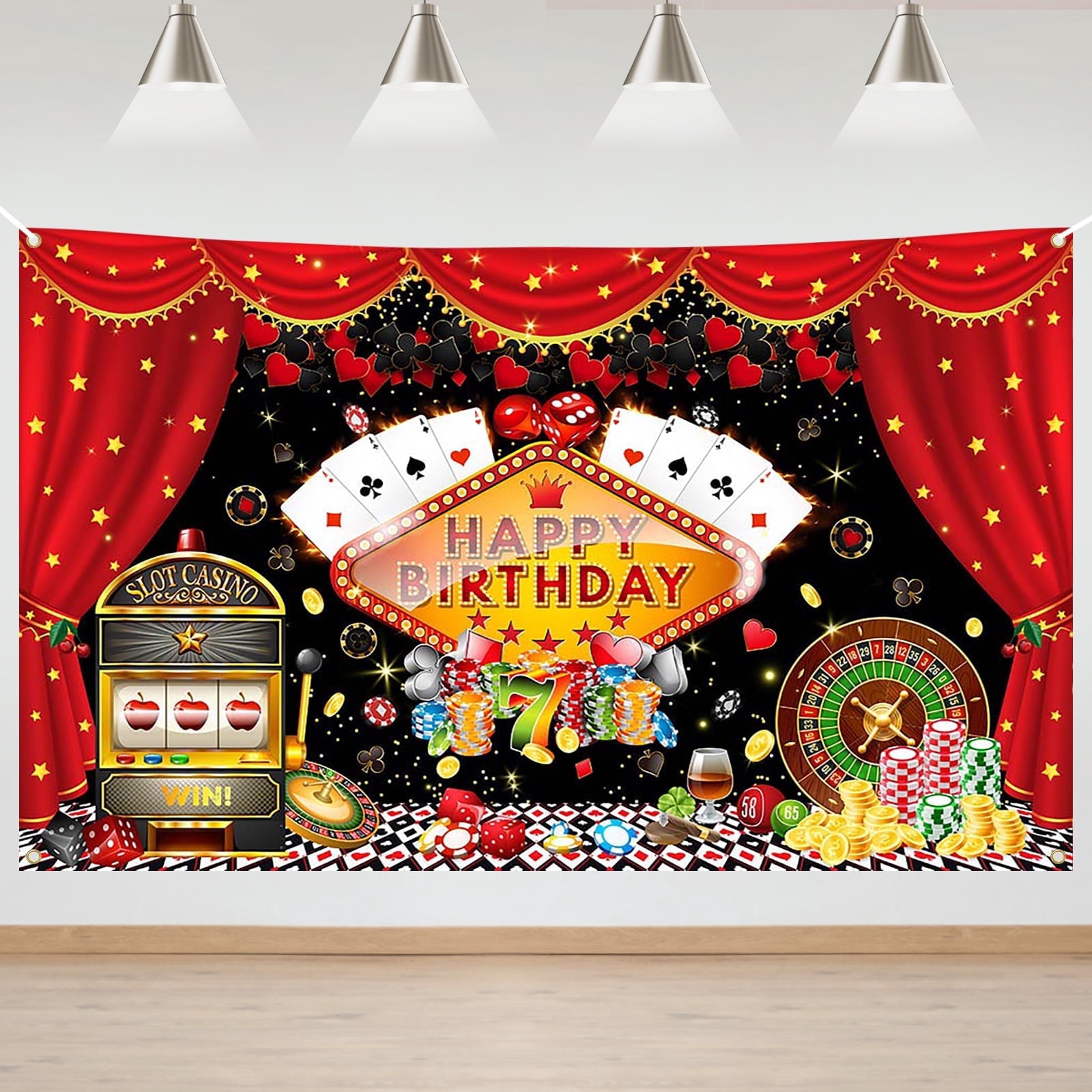 Casino Night Backdrop & Tablecloth - 7x5FT Poker Las Vegas Theme Party Decor For Birthday & Game Nights - View #5