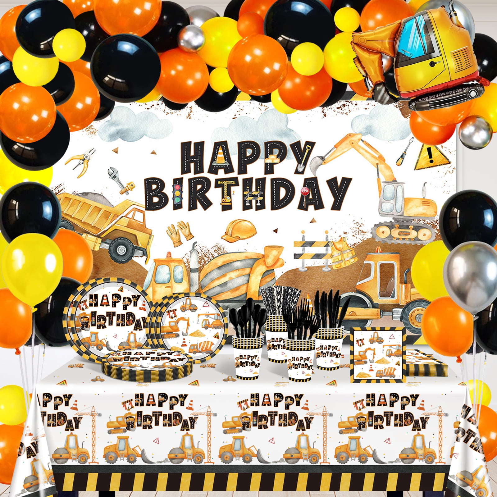 Mocsicka Construction Birthday Party Supplies 251 PCS Construction Birthday  Decorations Kit Construction Birthday Banner Plates Napkins Balloons for  Kids - Walmart Business Supplies, image size:1600x1600