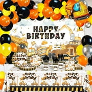 Mocsicka Construction Birthday Party Supplies 251 PCS Construction Birthday Decorations Kit Construction Birthday Banner Plates Napkins Balloons for Kids