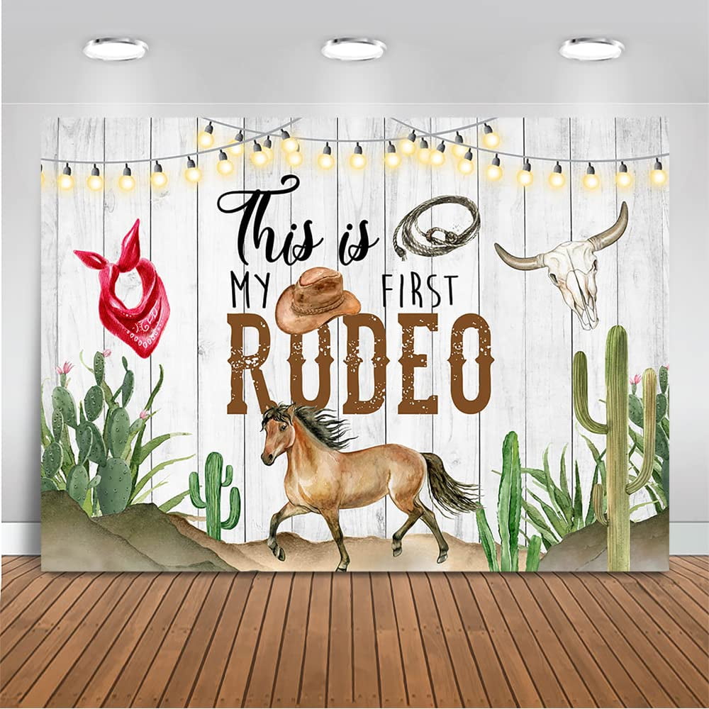Mocsicka Cowboy 1st Birthday Backdrop This is My First Rodeo Western ...