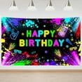 thumbnail image 1 of Mocsicka Glow Birthday Backdrop Neon Glow in The Dark Party Banner Neon Happy Birthday Photoshoot, 1 of 8