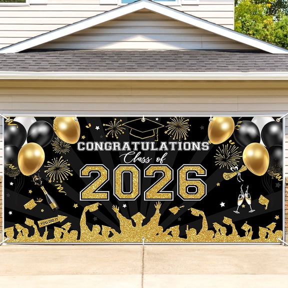 Mocsicka Graduation Garage Door Banner Extra Large Class of 2026 Backdrop Congrats Grad Garage Door Cover Party Decorations Photo Booth Props