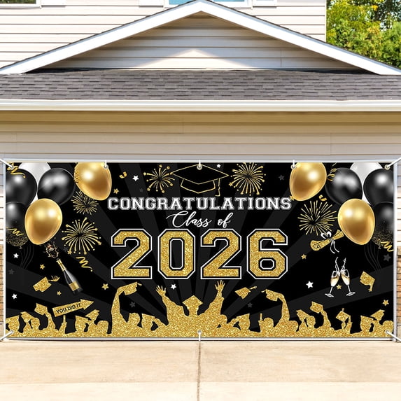 Mocsicka Graduation Garage Door Banner Extra Large Class of 2026 Backdrop Congrats Grad Garage Door Cover Party Decorations Photo Booth Props