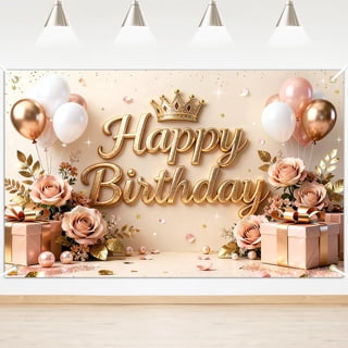 Mocsicka Happy Birthday Backdrop for Women Pink Gold Birthday Banner Photo Booth Background for Women Girl Party Decorations
