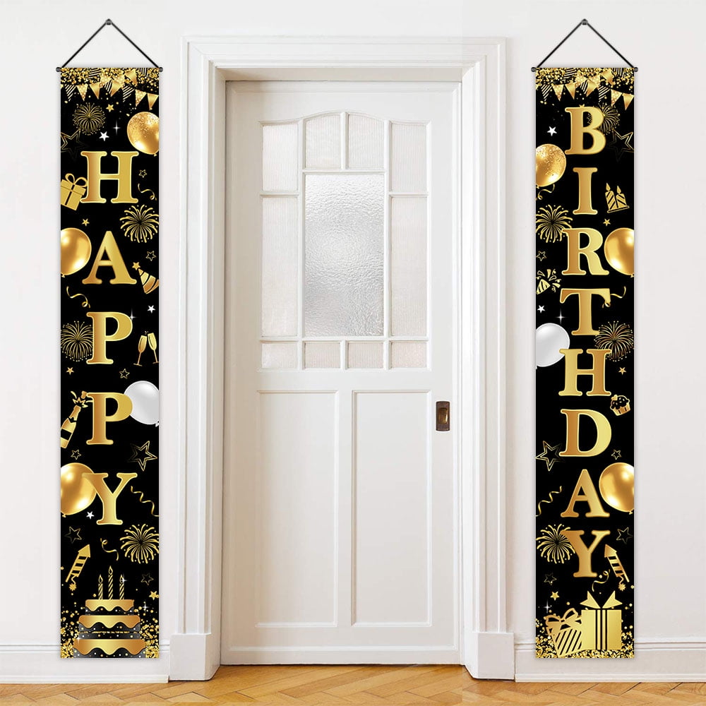PHXEY 21st Birthday Door Banner - Black & Gold Happy Birthday Decor, 6.1ft X 3ft, Reusable For Her & Him Parties - View #12