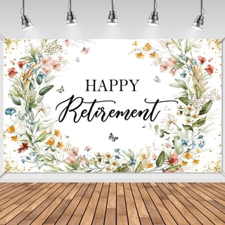 Mocsicka Happy Retirement Backdrop Wildflower Retirement Banner Party Decorations Photo Background 6x3.6 ft