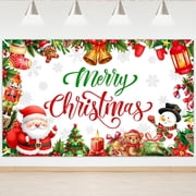 Mocsicka Merry Christmas Backdrop 6x4 ft Cute Santa Snowman Toys Christmas Banner for Kids Xmas Holiday Party Decorations