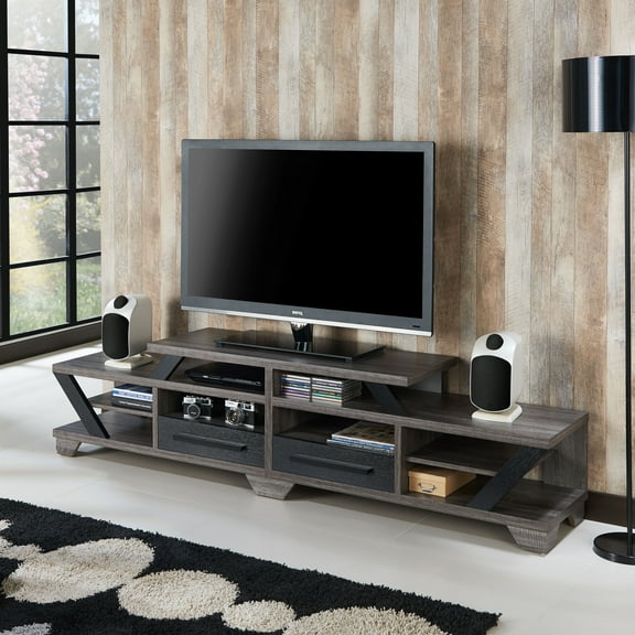 Mod 2-Drawer TV Stand Console, Distressed Gray