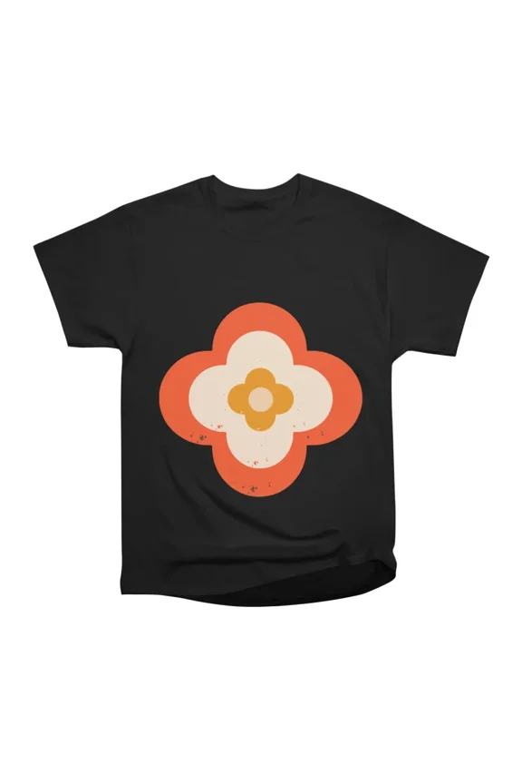 Mod 70s Floral Tulip Orange Mid Century Floral T-Shirt Tee Gift For Him Merch For Her Appa