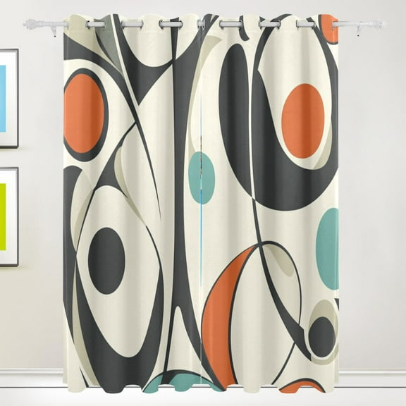 Mod Abstract Art Blackout Curtains for Living Room Bedroom 55W x 72/84L Insulated Window Drapes 2 Panels