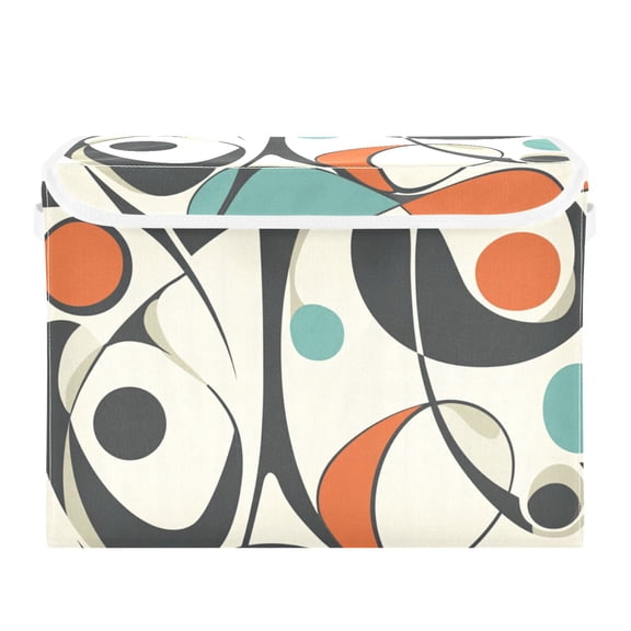 Mod Abstract Art Large Storage Bins with Linen Collapsible Lid Storage Box 16.7 x 12.6 x 11.8in