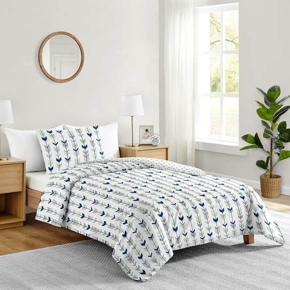 Sweet Jojo Designs Mod Arrow Grey Navy Mint Twin Comforter Bedding Set