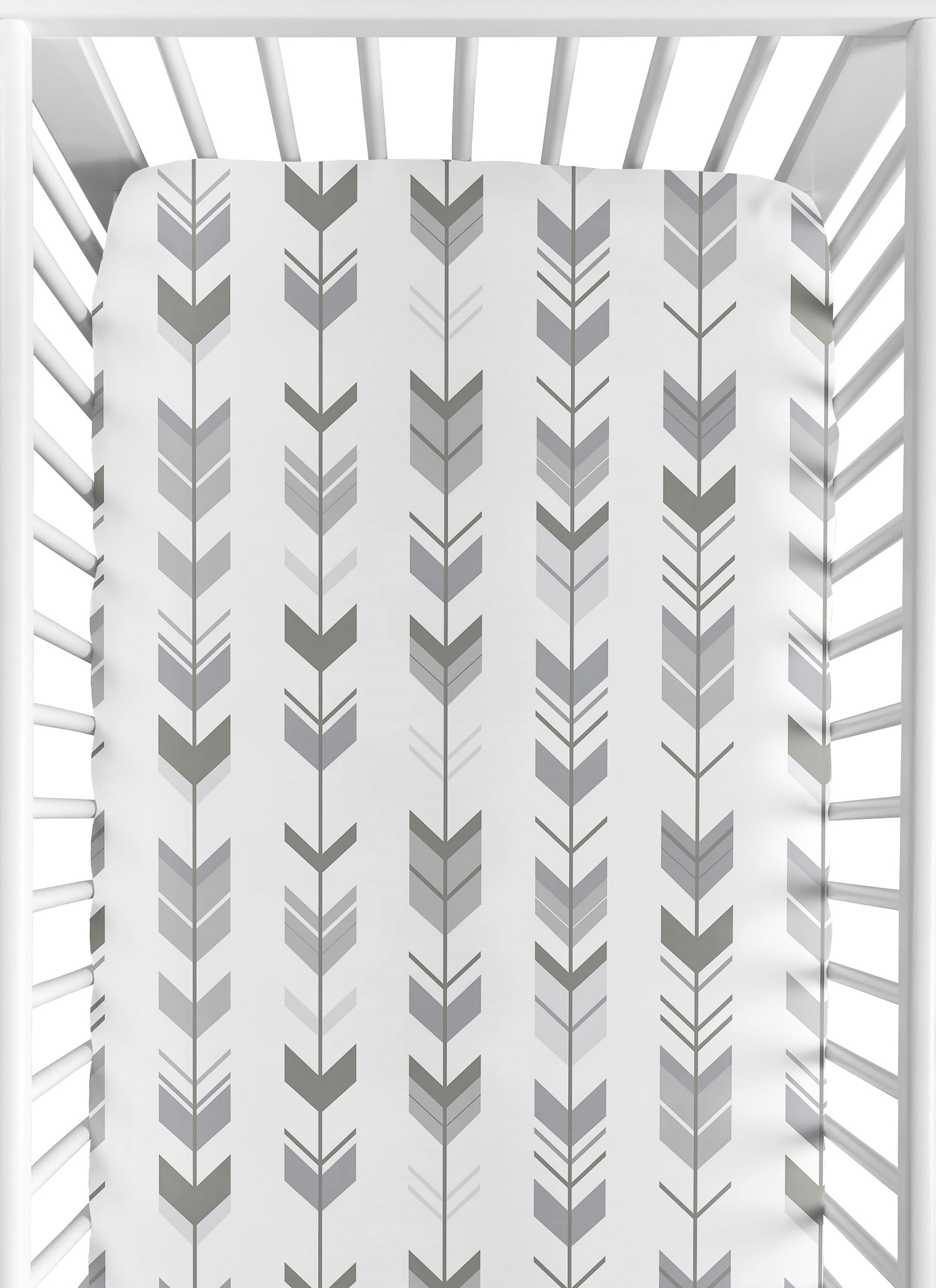 Mod Arrow Grey and White Collection Crib Sheet Arrow Print